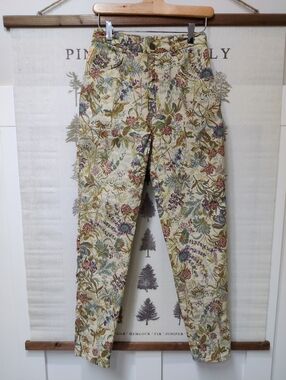 Vintage Hollywood Era Canada Floral Tapestry High-Waisted Tapered Pants
